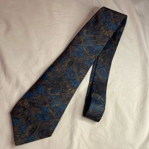 Viaggio Men’s Brown & Blue Design Silk Tie Necktie